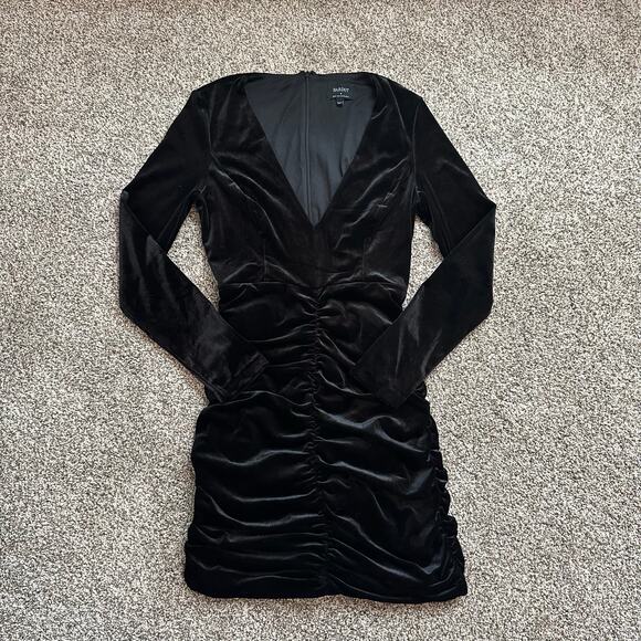 Bardot black velvet n-neck long sleeve midi dress size 6 - Picture 7 of 12